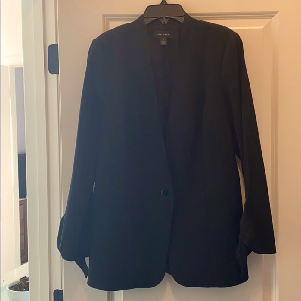 Long Blazer with Tie Wrist Detail